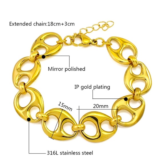 Gold Link Bracelet Stainless Steel - Picture 3 of 3